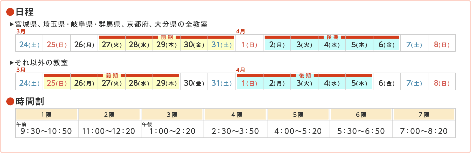 日程・時間帯